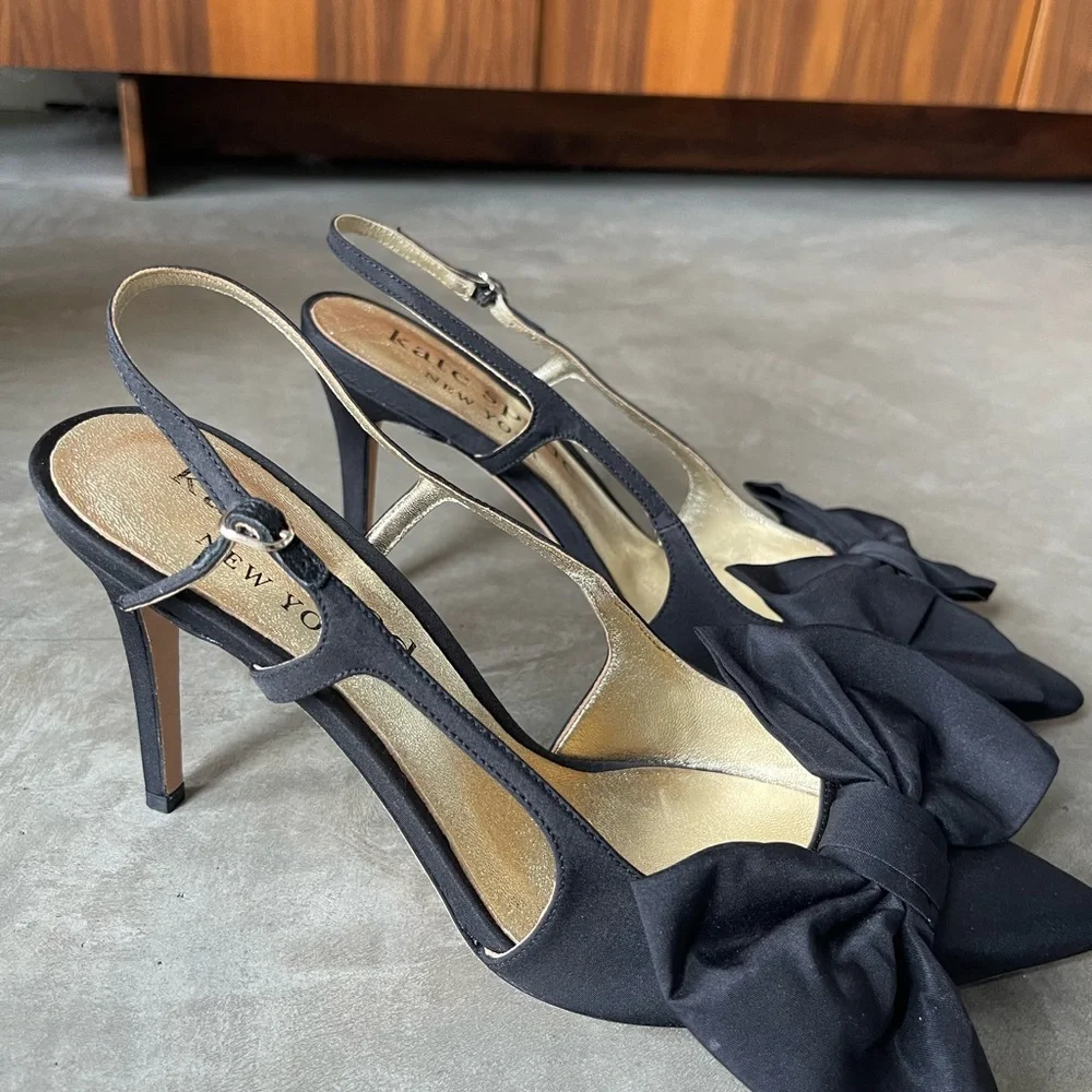 Kate Spade Satin Black Sheela Slingback Pumps - New - Picture 6 of 17